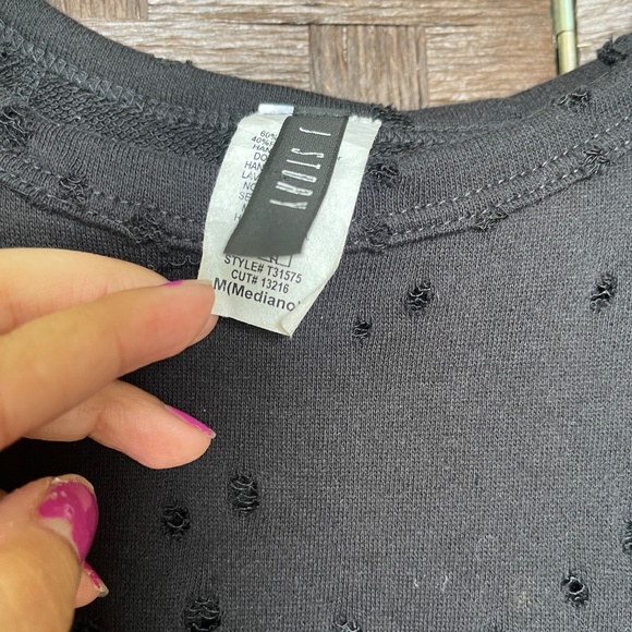 Black Distressed–Dot Cold Shoulder Sweatshirt – Size M - Picture 3 of 8
